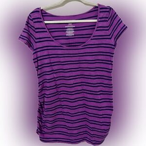 Old Navy Maternity Fitted Shirt Purple with Navy Blue stripes. Size M/M/M